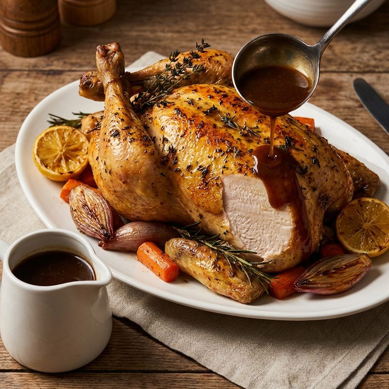 British-Style Roast Chicken with Pan Gravy