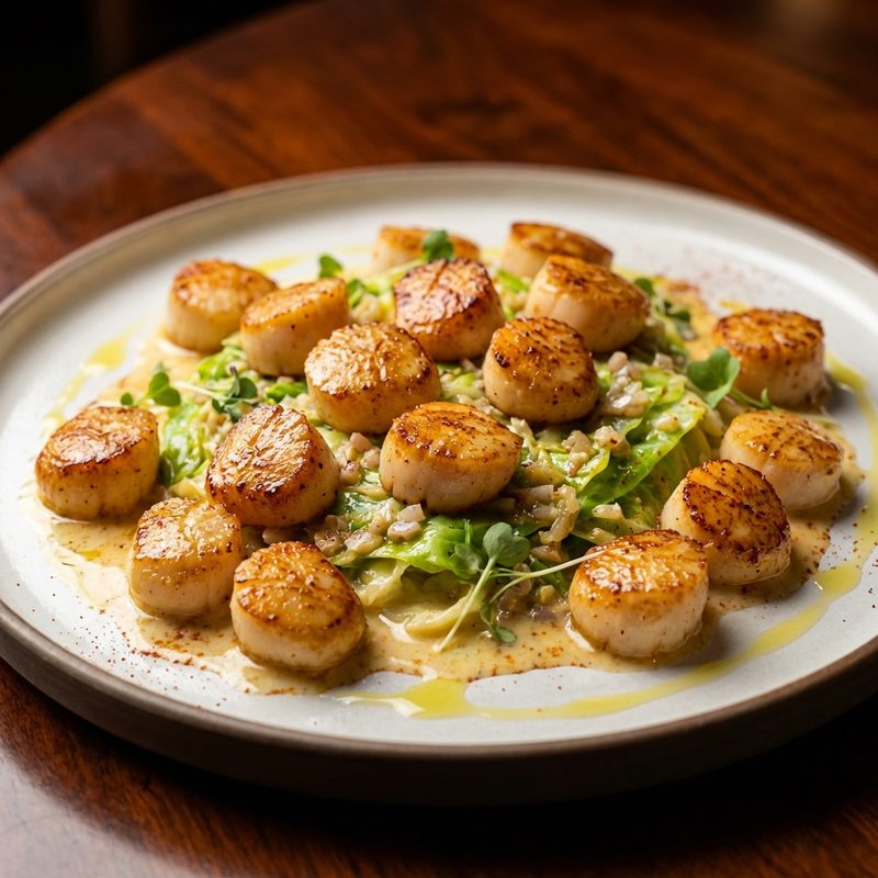 Pan-Fried Scallops with Smoked Cabbage