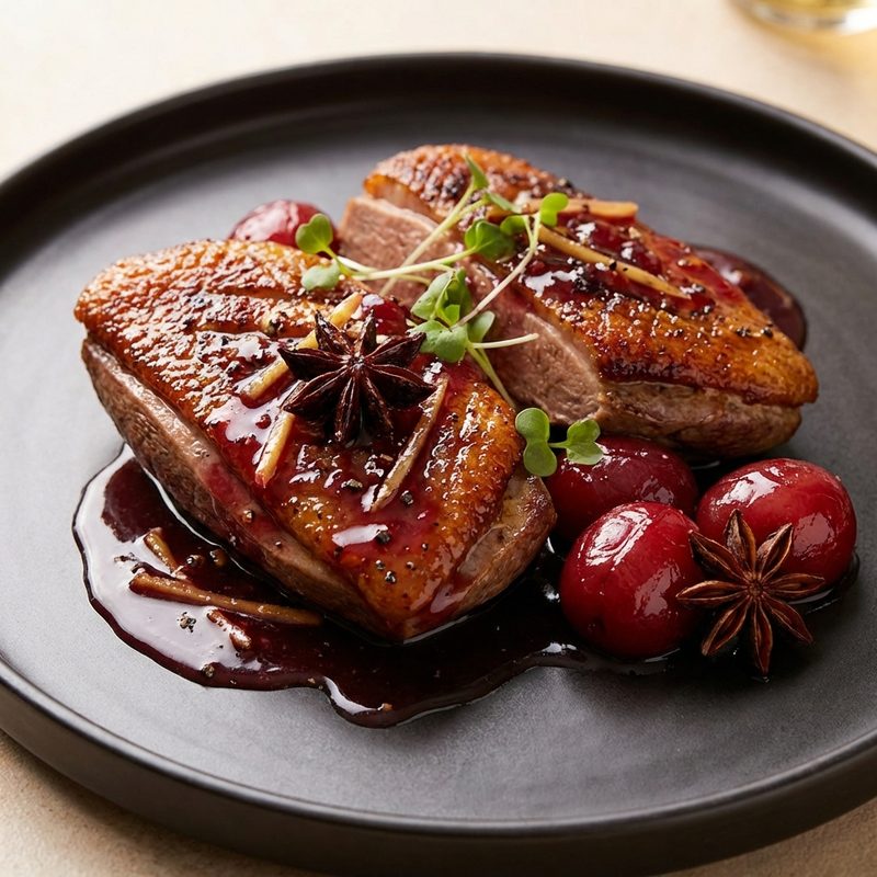 Slow-Cooked Duck Breast with Plum Sauce